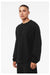 Bella + Canvas 3911 Mens Classic Crewneck Sweatshirt Black Model Side