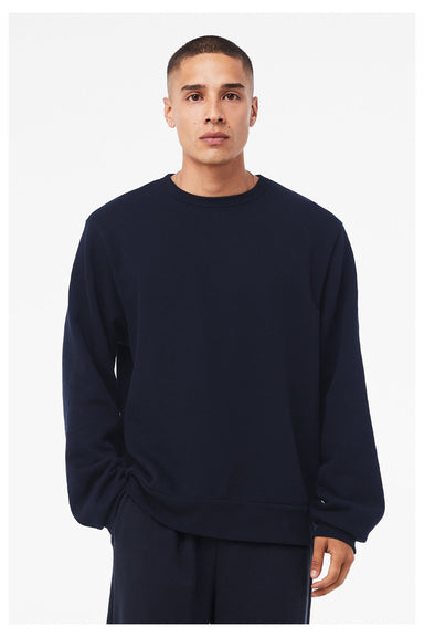 Bella + Canvas BC3911/3911 Mens Classic Crewneck Sweatshirt Navy Blue Model Front