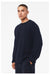 Bella + Canvas BC3911/3911 Mens Classic Crewneck Sweatshirt Navy Blue Model Side