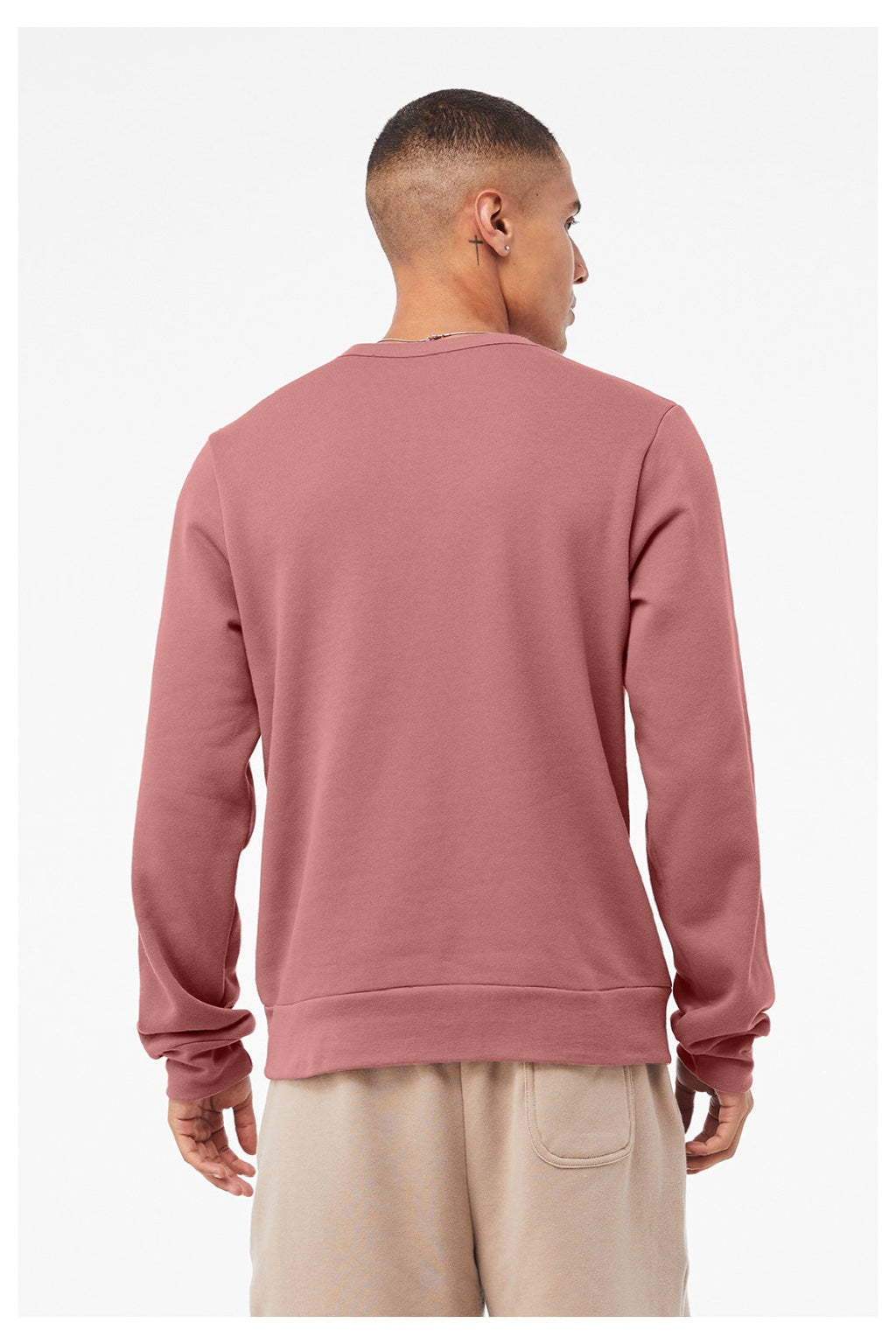 Bella + Canvas BC3911/3911 Mens Classic Crewneck Sweatshirt Mauve Model Back