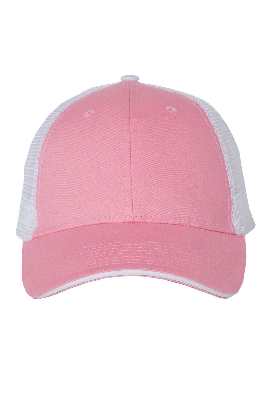 Valucap Hats S102 Mens Sandwich Bill Adjustable Trucker Hat Pink/White Flat Front