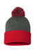 Sportsman Hats SP15 Unisex Pom-Pom Cuffed Beanie Heather Dark Grey/Red Flat Front