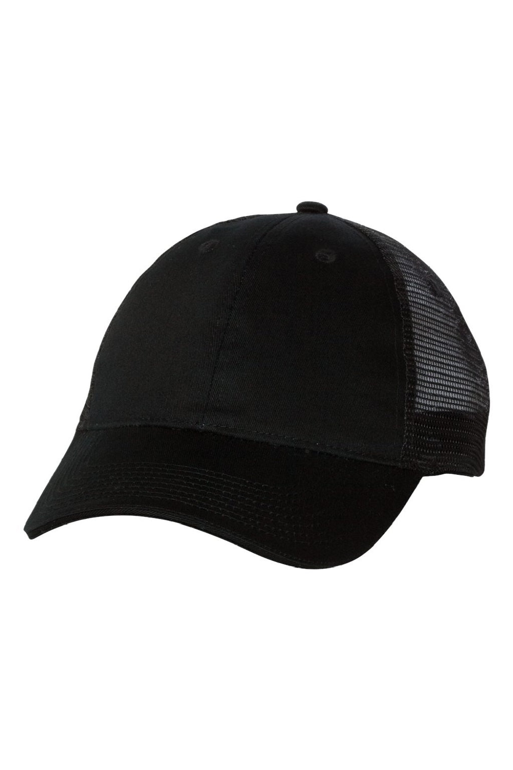 Valucap Hats S102 Mens Sandwich Bill Adjustable Trucker Hat Black Flat Front