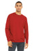 Bella + Canvas BC3945/3945 Mens Fleece Crewneck Sweatshirt Red Model Front