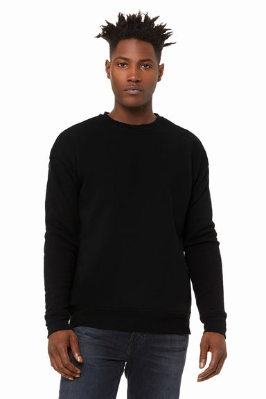 Bella + Canvas BC3945/3945 Mens Fleece Crewneck Sweatshirt DTG Black Model Front