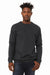 Bella + Canvas BC3945/3945 Mens Fleece Crewneck Sweatshirt DTG Dark Grey Model Front