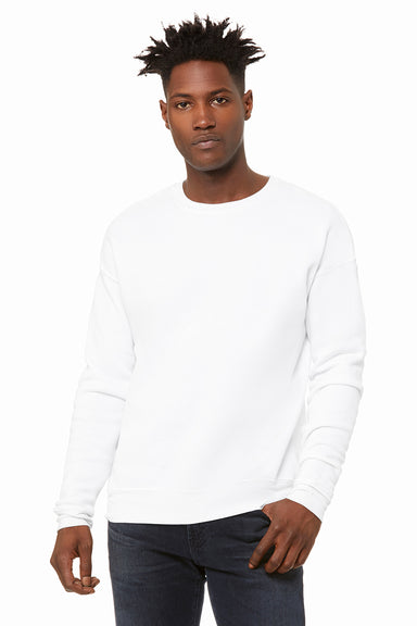 Bella + Canvas BC3945/3945 Mens Fleece Crewneck Sweatshirt DTG White Model Front