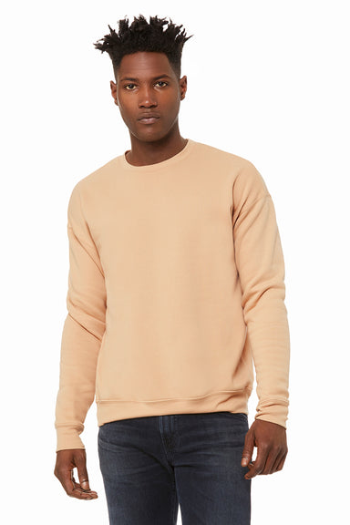 Bella + Canvas BC3945/3945 Mens Fleece Crewneck Sweatshirt Heather Sand Dune Model Front