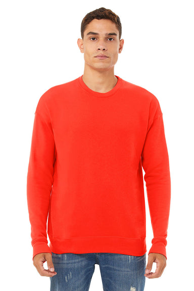 Bella + Canvas BC3945/3945 Mens Fleece Crewneck Sweatshirt Poppy Red Model Front