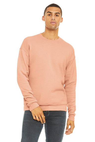 Bella + Canvas BC3945/3945 Mens Fleece Crewneck Sweatshirt Peach Model Front