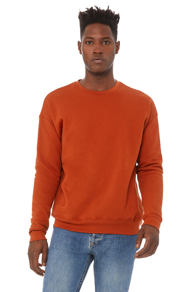Bella + Canvas BC3945/3945 Mens Fleece Crewneck Sweatshirt Brick Red Model Front