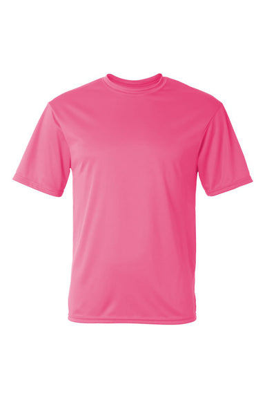 C2 Sport 5100 Mens Performance Moisture Wicking Short Sleeve Crewneck T-Shirt Pink Flat Front