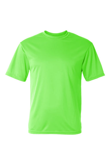 C2 Sport 5100 Mens Performance Moisture Wicking Short Sleeve Crewneck T-Shirt Lime Green Flat Front