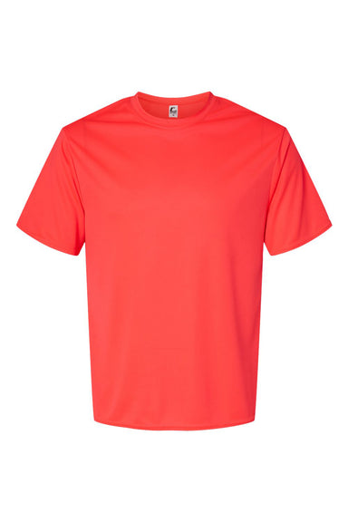 C2 Sport 5100 Mens Performance Moisture Wicking Short Sleeve Crewneck T-Shirt Hot Coral Pink Flat Front