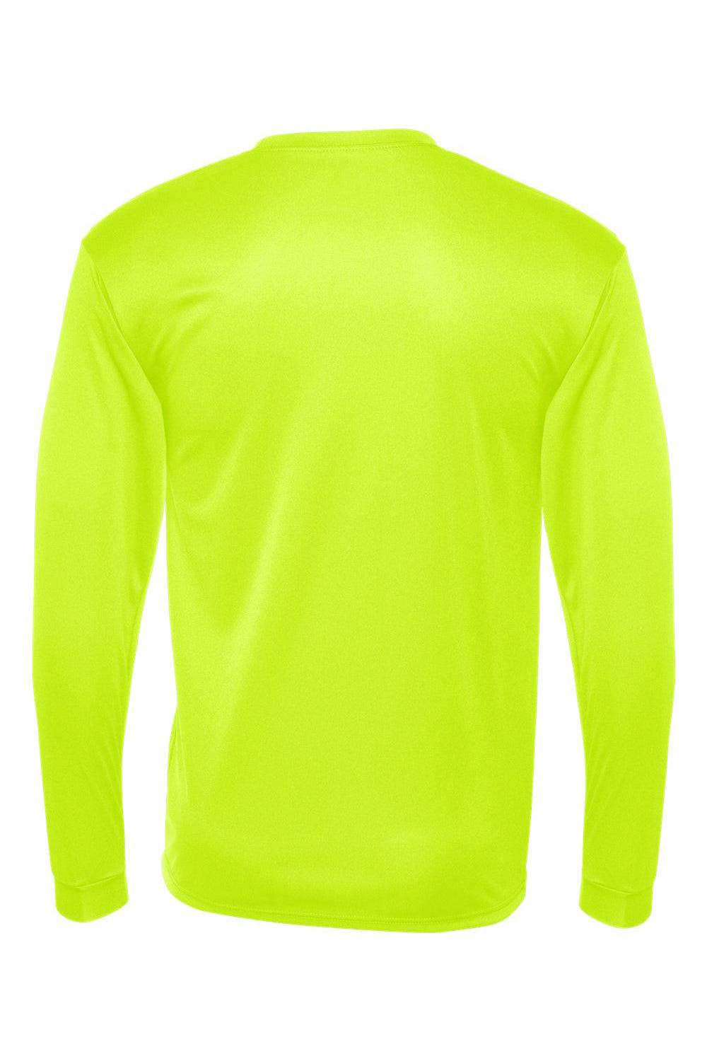 C2 Sport 5104 Mens Performance Moisture Wicking Long Sleeve Crewneck T-Shirt Safety Yellow Flat Back