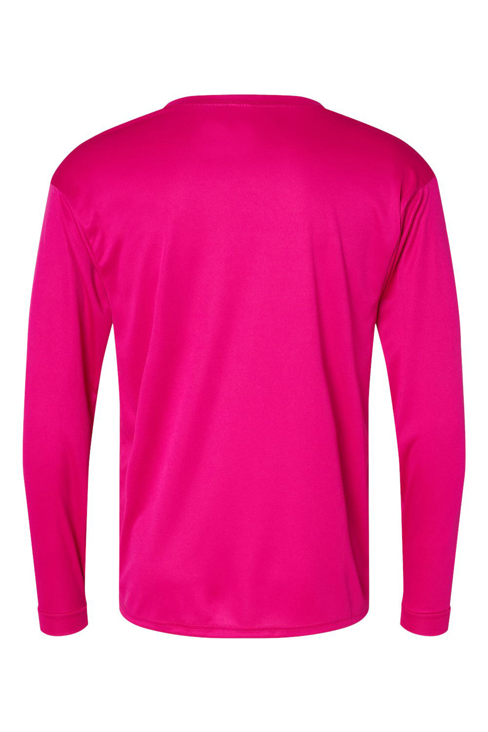 C2 Sport 5104 Mens Performance Moisture Wicking Long Sleeve Crewneck T-Shirt Hot Pink Flat Back
