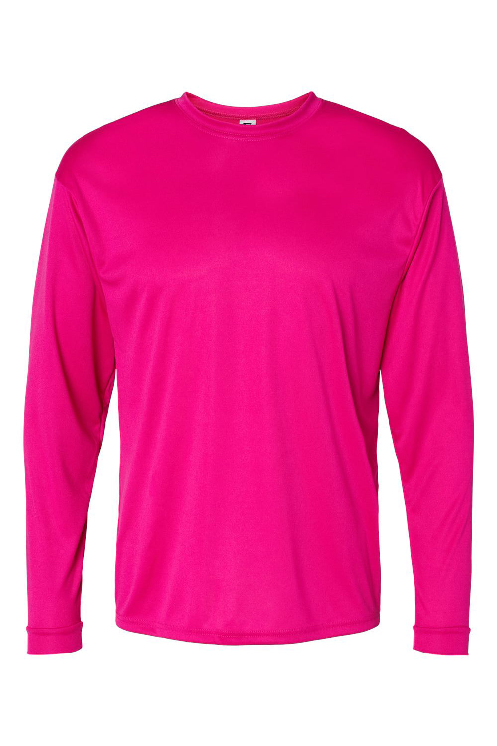 C2 Sport 5104 Mens Performance Moisture Wicking Long Sleeve Crewneck T-Shirt Hot Pink Flat Front