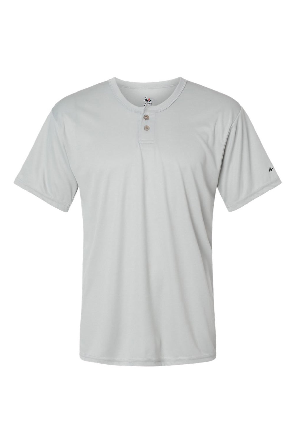 Alleson Athletic 7930 Mens B-Core Placket Short Sleeve Jersey Silver Grey Flat Front