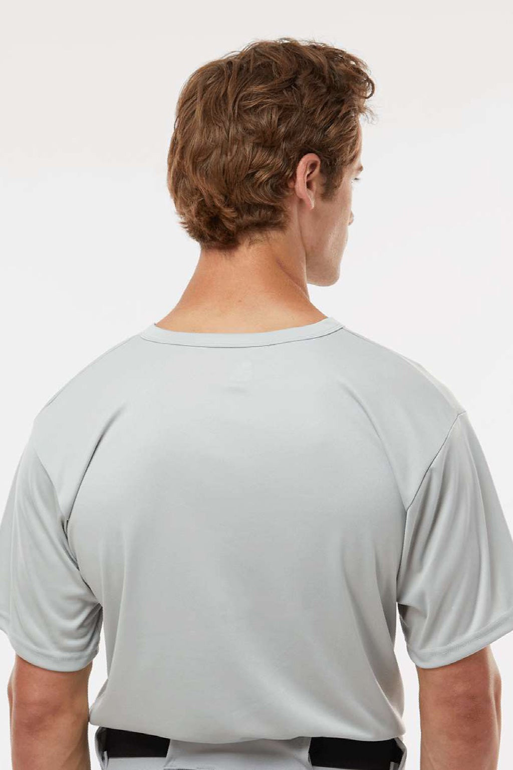 Alleson Athletic 7930 Mens B-Core Placket Short Sleeve Jersey Silver Grey Model Back