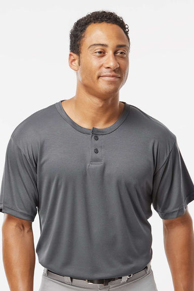 Alleson Athletic 7930 Mens B-Core Placket Short Sleeve Jersey Graphite Grey Model Front
