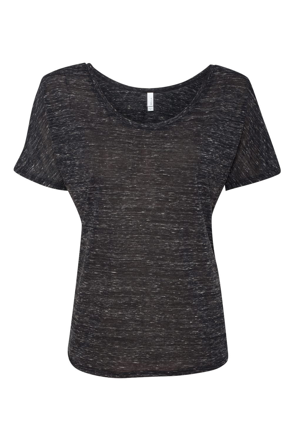 Bella + Canvas BC8816/8816 Womens Slouchy Short Sleeve Wide Neck T-Shirt Black Marble Flat Front