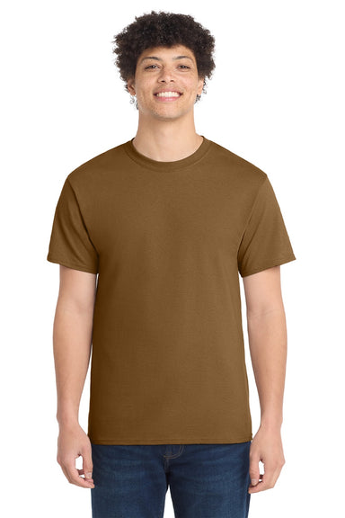 Port & Company PC54/PC54T Mens Core Short Sleeve Crewneck T-Shirt Duck Brown Model Front