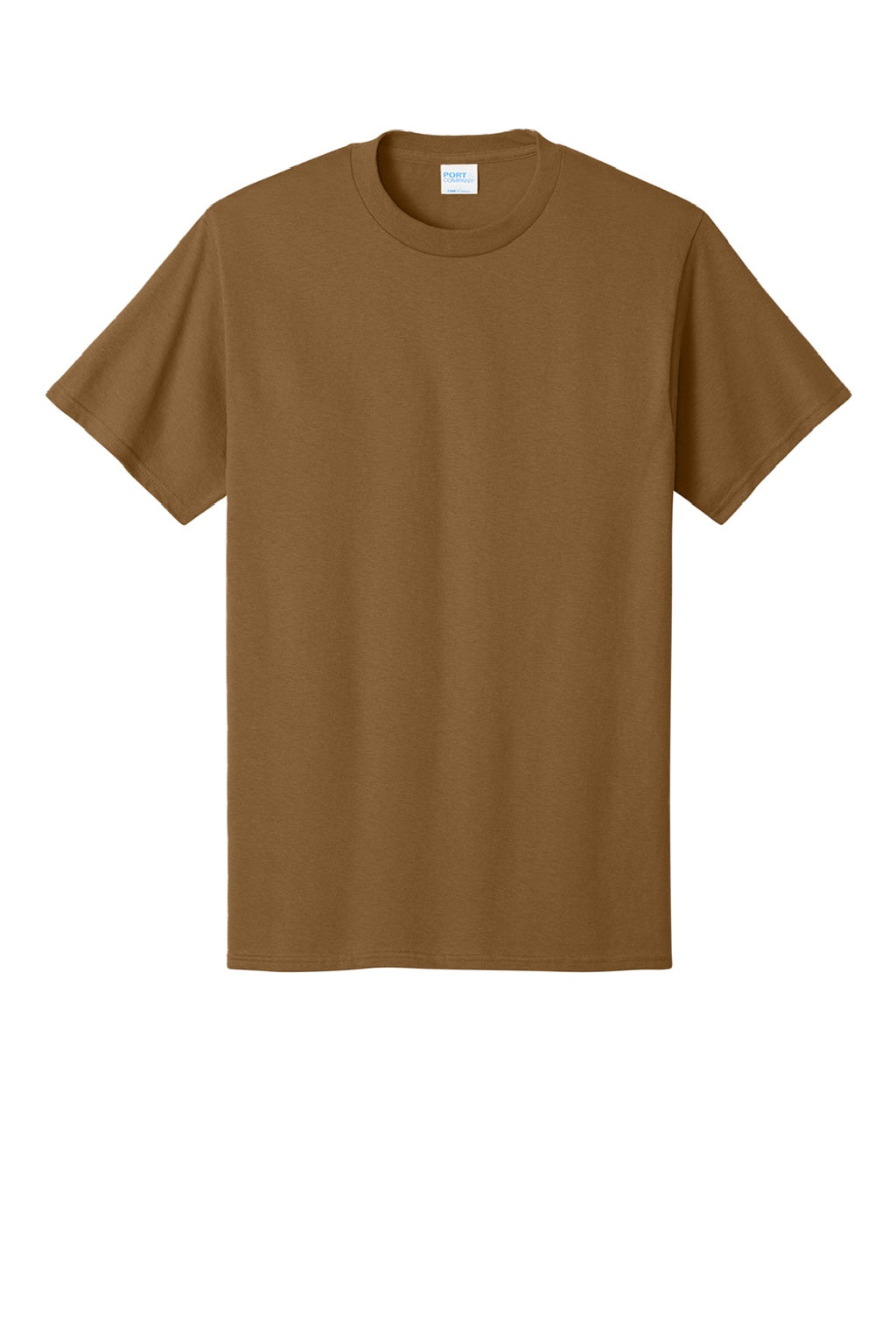Port & Company PC54/PC54T Mens Core Short Sleeve Crewneck T-Shirt Duck Brown Flat Front