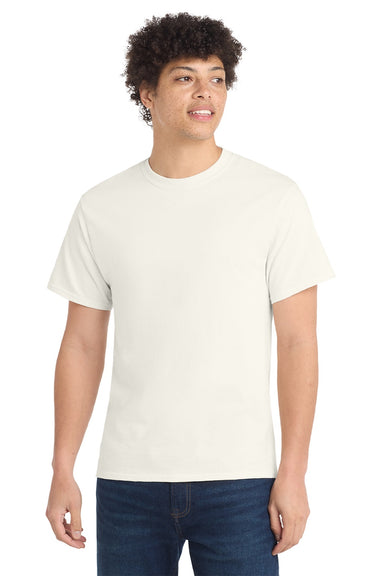 Port & Company PC54/PC54T Mens Core Short Sleeve Crewneck T-Shirt Ivory Model Front