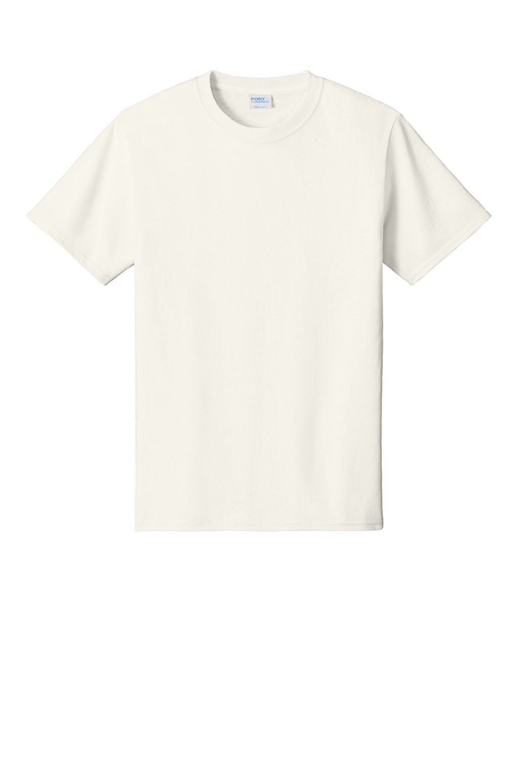 Port & Company PC54/PC54T Mens Core Short Sleeve Crewneck T-Shirt Ivory Flat Front