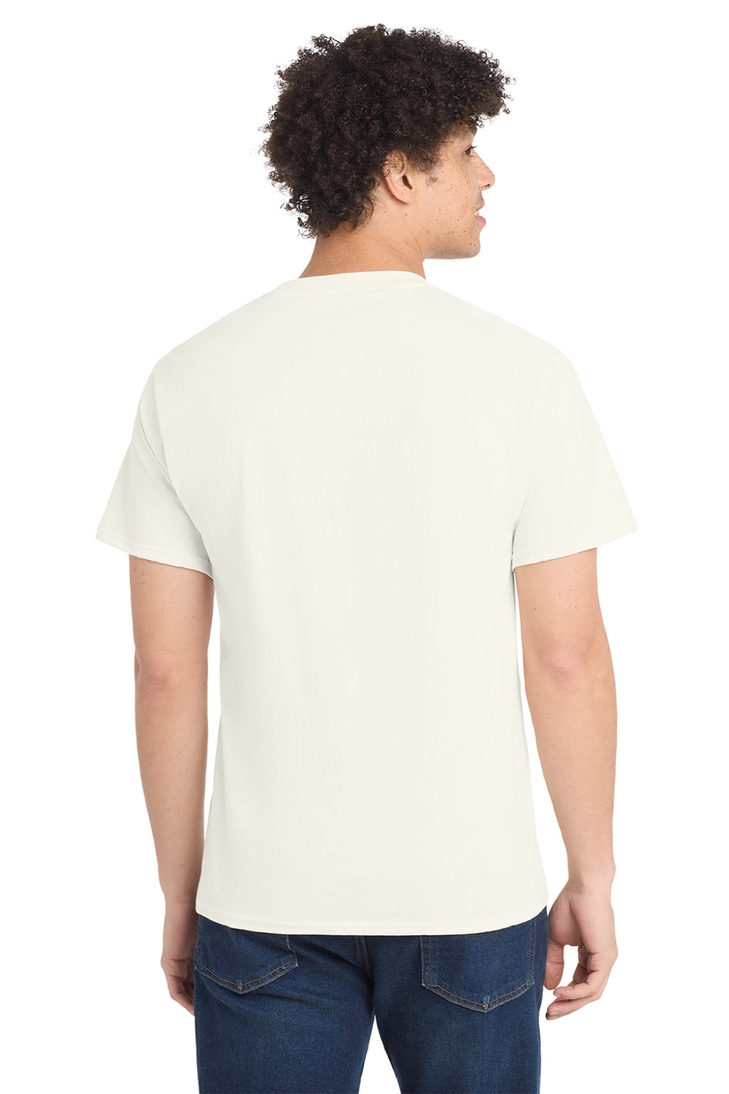 Port & Company PC54/PC54T Mens Core Short Sleeve Crewneck T-Shirt Ivory Model Back