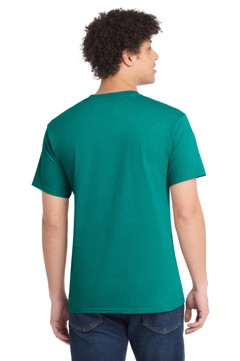 Port & Company PC54/PC54T Mens Core Short Sleeve Crewneck T-Shirt Jade Green Model Back