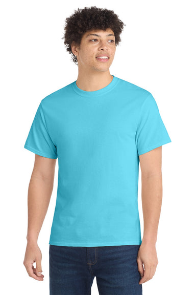 Port & Company PC54/PC54T Mens Core Short Sleeve Crewneck T-Shirt Tidal Wave Blue Model Front