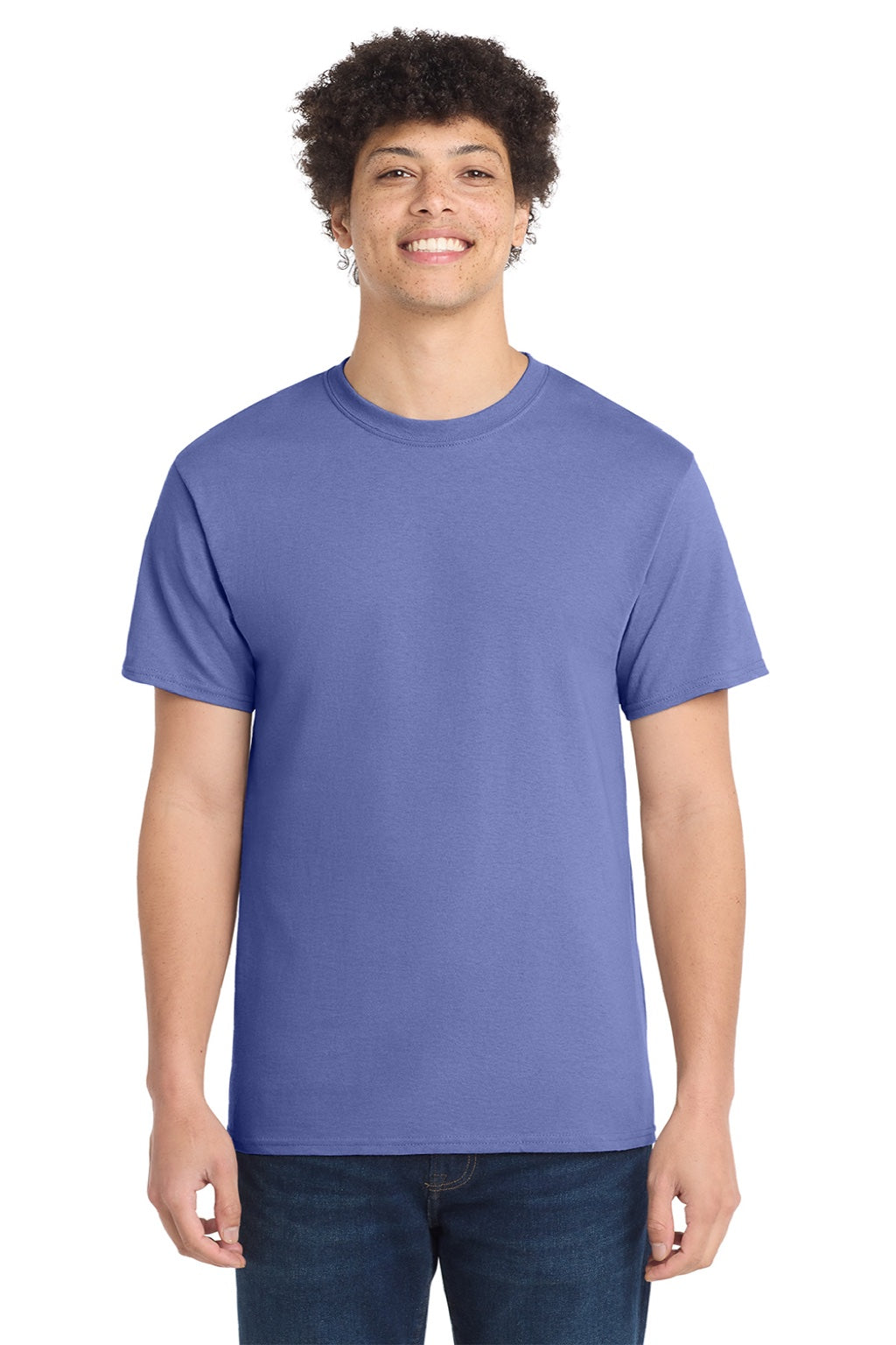 Port & Company PC54/PC54T Mens Core Short Sleeve Crewneck T-Shirt Violet Purple Model Front