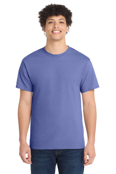 Port & Company PC54/PC54T Mens Core Short Sleeve Crewneck T-Shirt Violet Purple Model Front