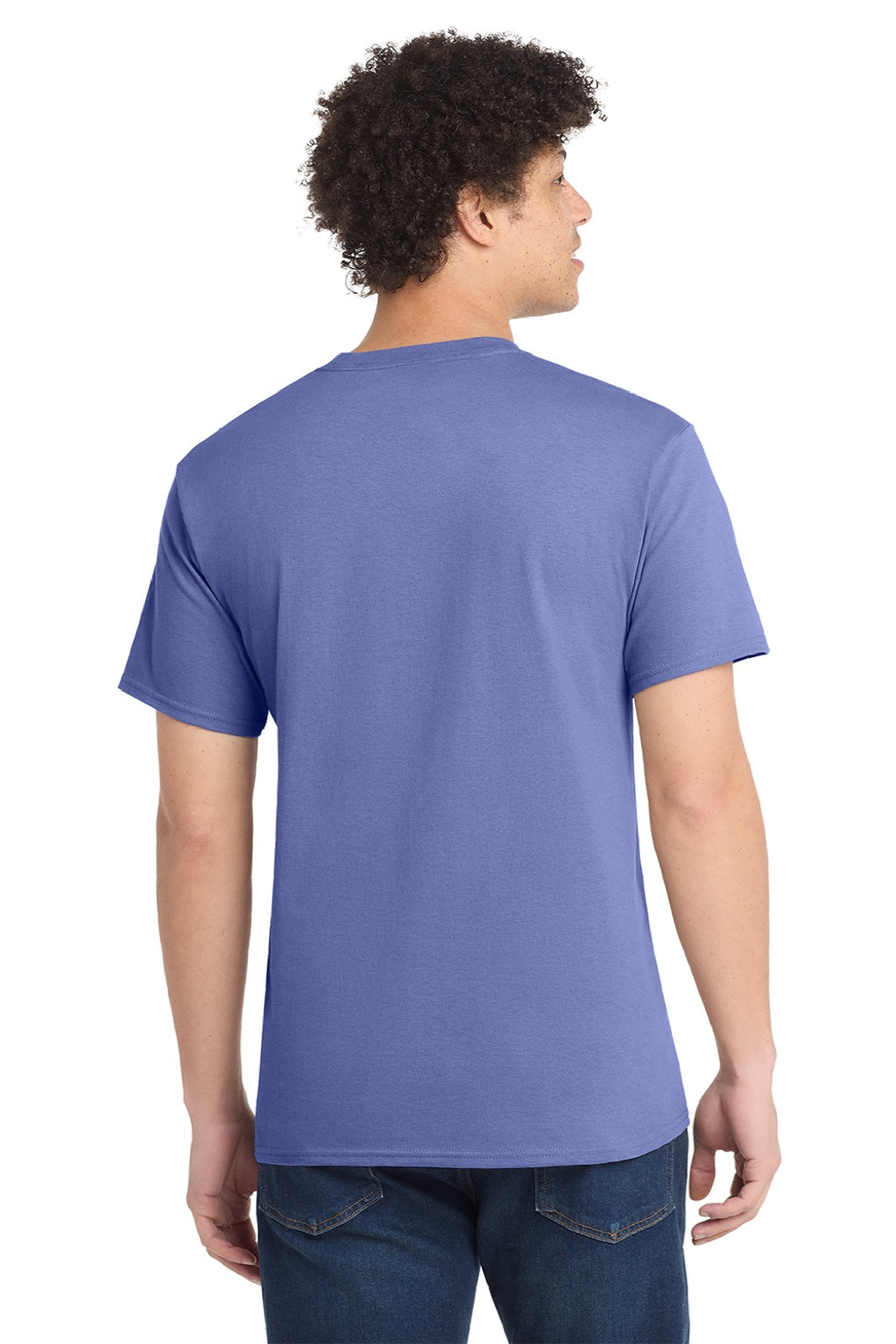 Port & Company PC54/PC54T Mens Core Short Sleeve Crewneck T-Shirt Violet Purple Model Back
