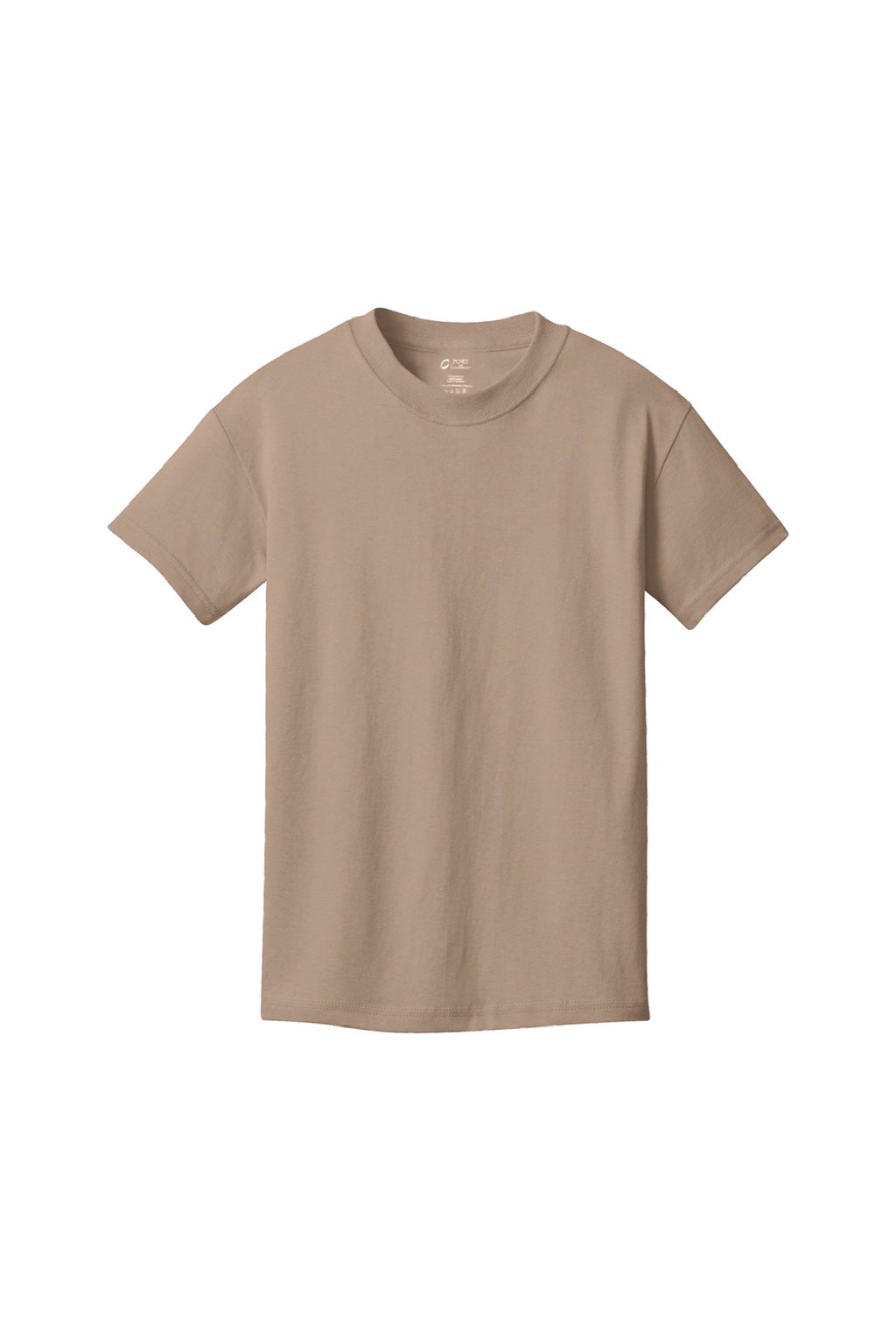 Port & Company PC54Y Youth Core Short Sleeve Crewneck T-Shirt Sand Brown Flat Front