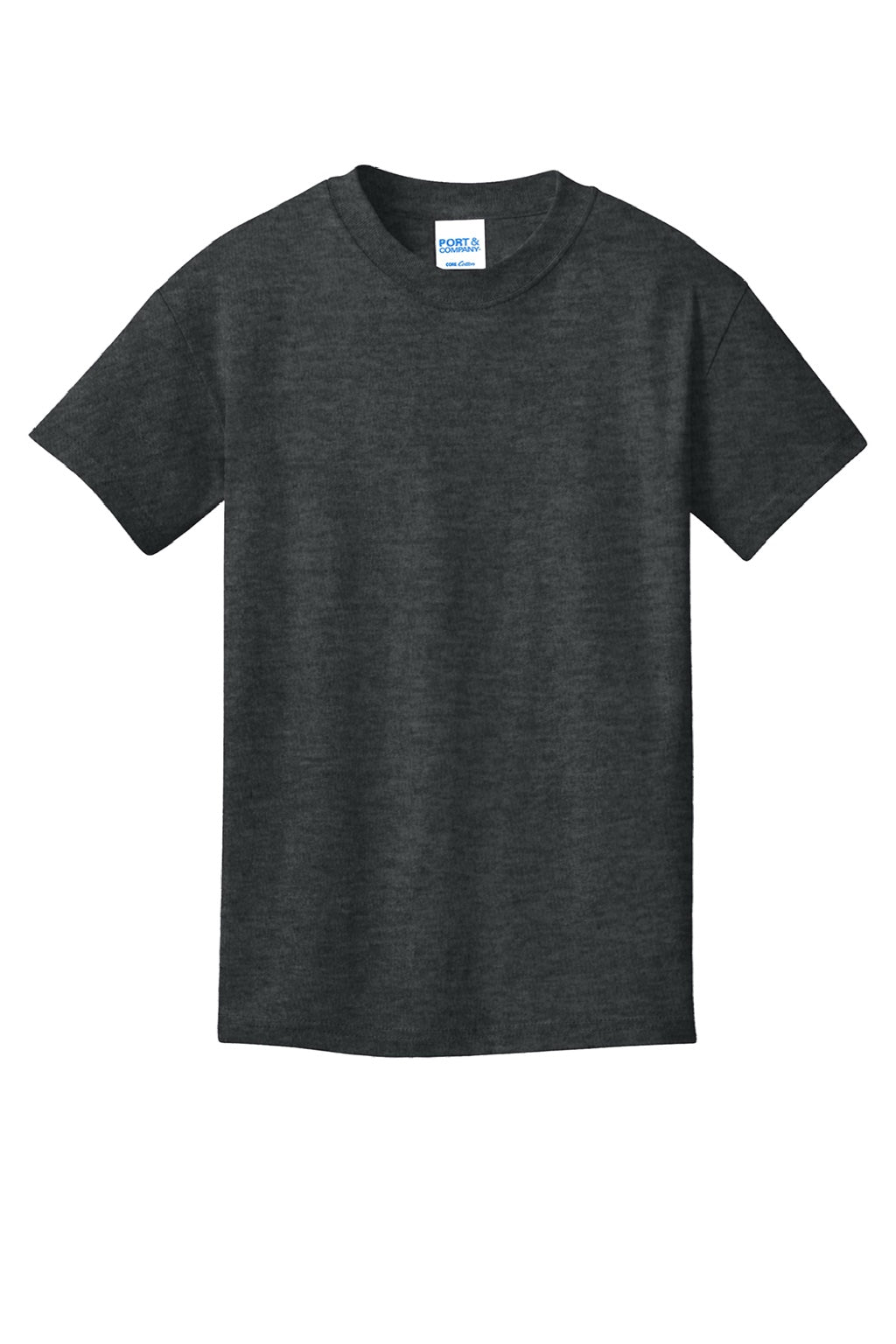 Port & Company PC54Y Youth Core Short Sleeve Crewneck T-Shirt Heather Black Flat Front