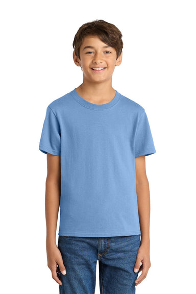 Port & Company PC54Y Youth Core Short Sleeve Crewneck T-Shirt Carolina Blue Model Front