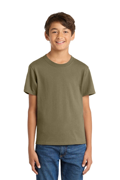 Port & Company PC54Y Youth Core Short Sleeve Crewneck T-Shirt Coyote Brown Model Front