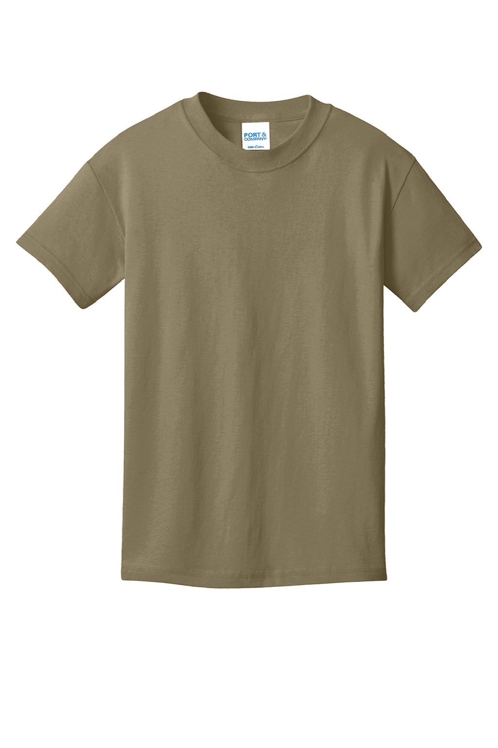 Port & Company PC54Y Youth Core Short Sleeve Crewneck T-Shirt Coyote Brown Flat Front