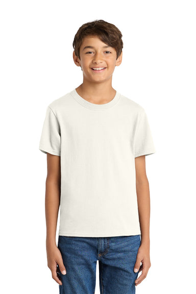 Port & Company PC54Y Youth Core Short Sleeve Crewneck T-Shirt Ivory Model Front