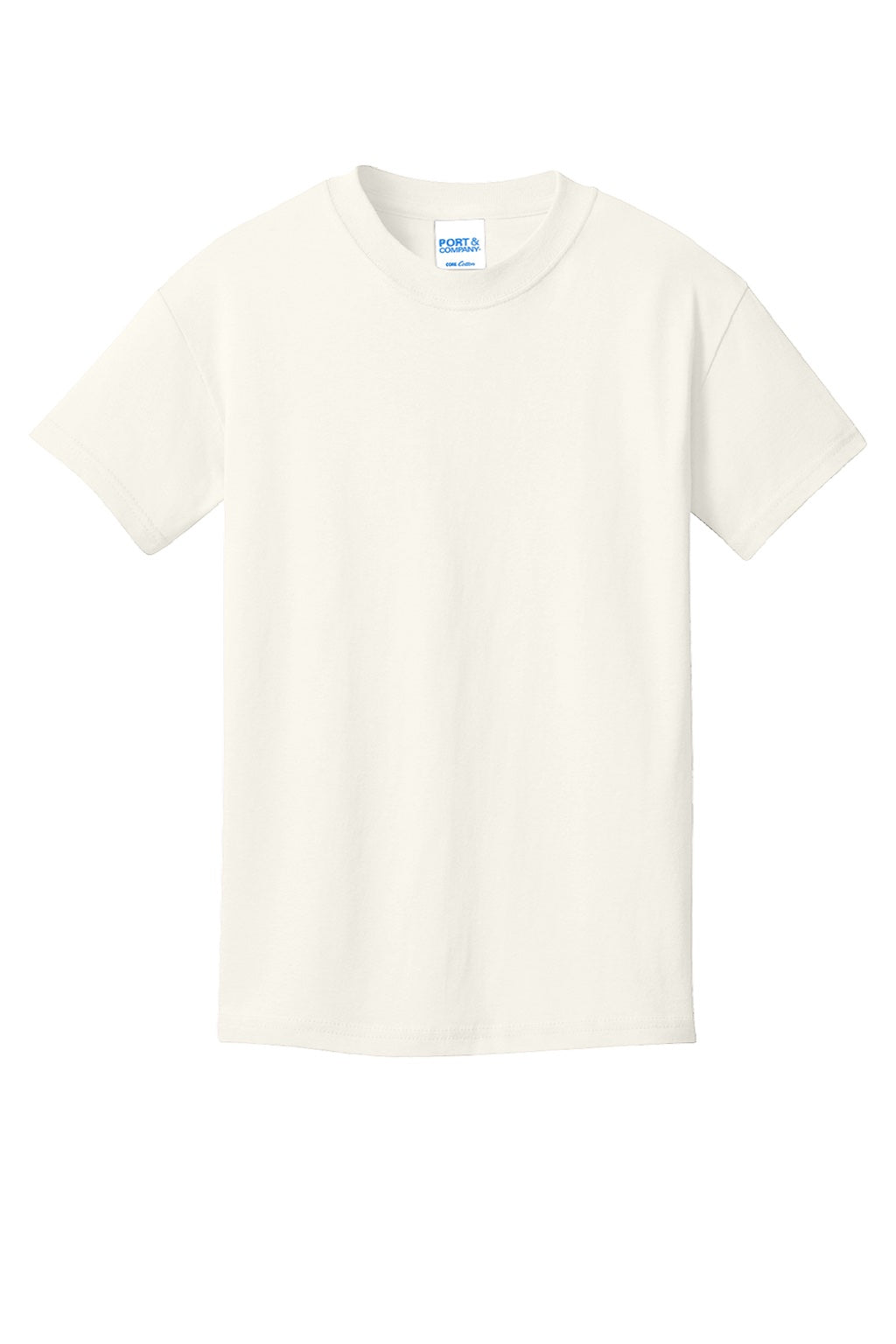Port & Company PC54Y Youth Core Short Sleeve Crewneck T-Shirt Ivory Flat Front