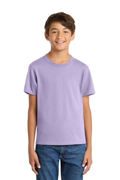 Port & Company PC54Y Youth Core Short Sleeve Crewneck T-Shirt Lavender Purple Model Front