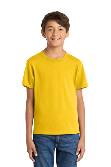 Port & Company PC54Y Youth Core Short Sleeve Crewneck T-Shirt Lemon Yellow Model Front