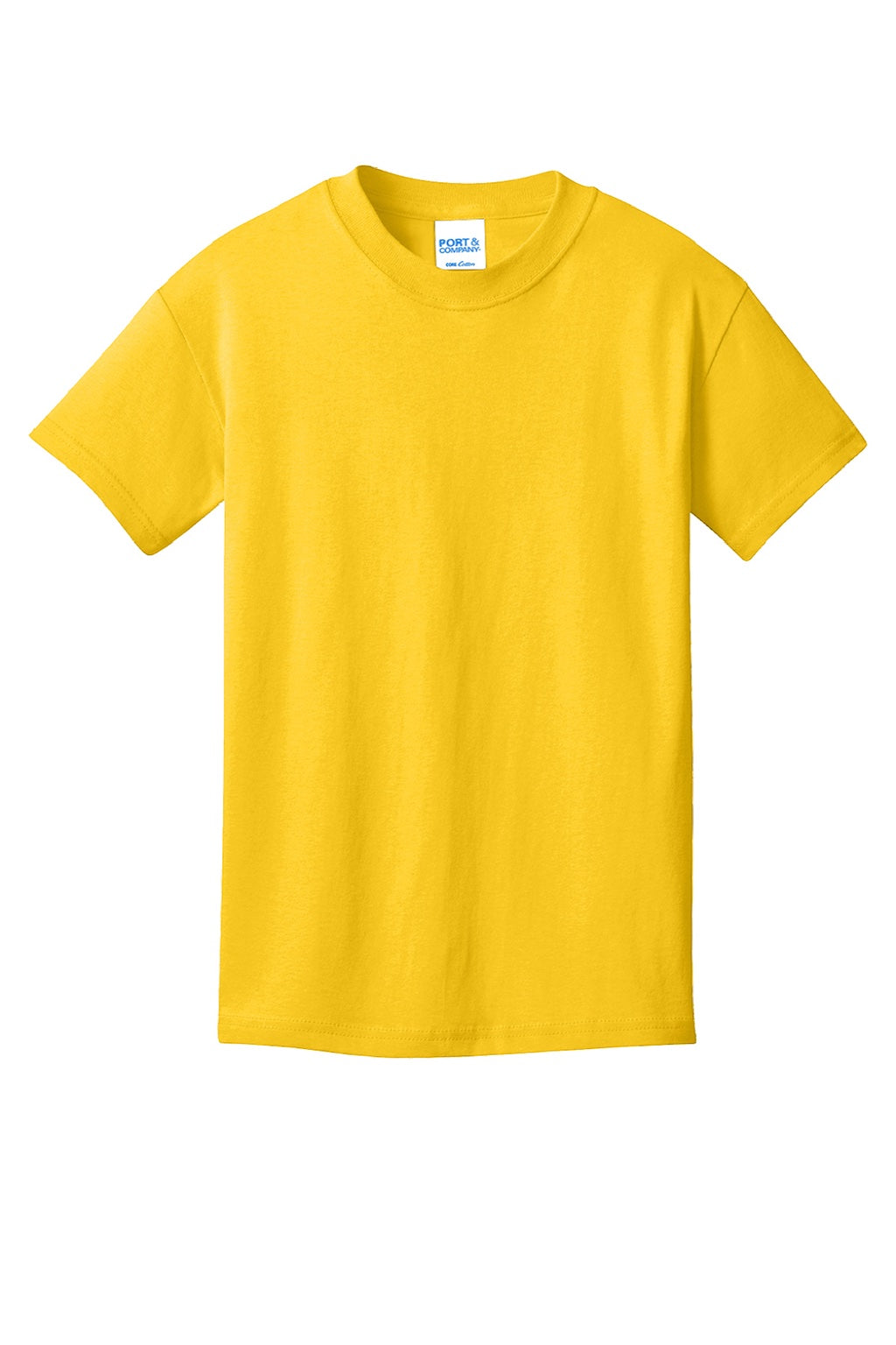 Port & Company PC54Y Youth Core Short Sleeve Crewneck T-Shirt Lemon Yellow Flat Front