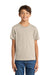 Port & Company PC54Y Youth Core Short Sleeve Crewneck T-Shirt Light Sand Brown Model Front