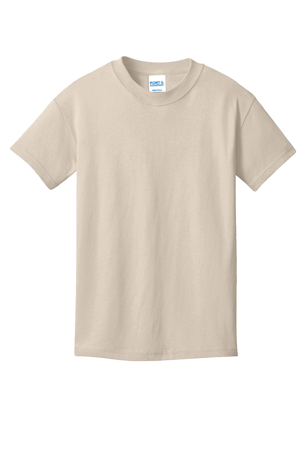 Port & Company PC54Y Youth Core Short Sleeve Crewneck T-Shirt Light Sand Brown Flat Front