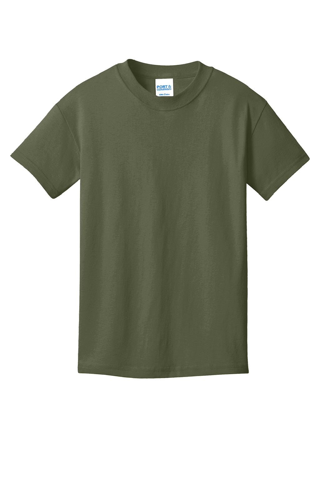 Port & Company PC54Y Youth Core Short Sleeve Crewneck T-Shirt Olive Drab Green Flat Front