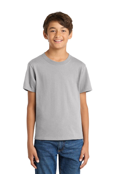 Port & Company PC54Y Youth Core Short Sleeve Crewneck T-Shirt Silver Grey Model Front