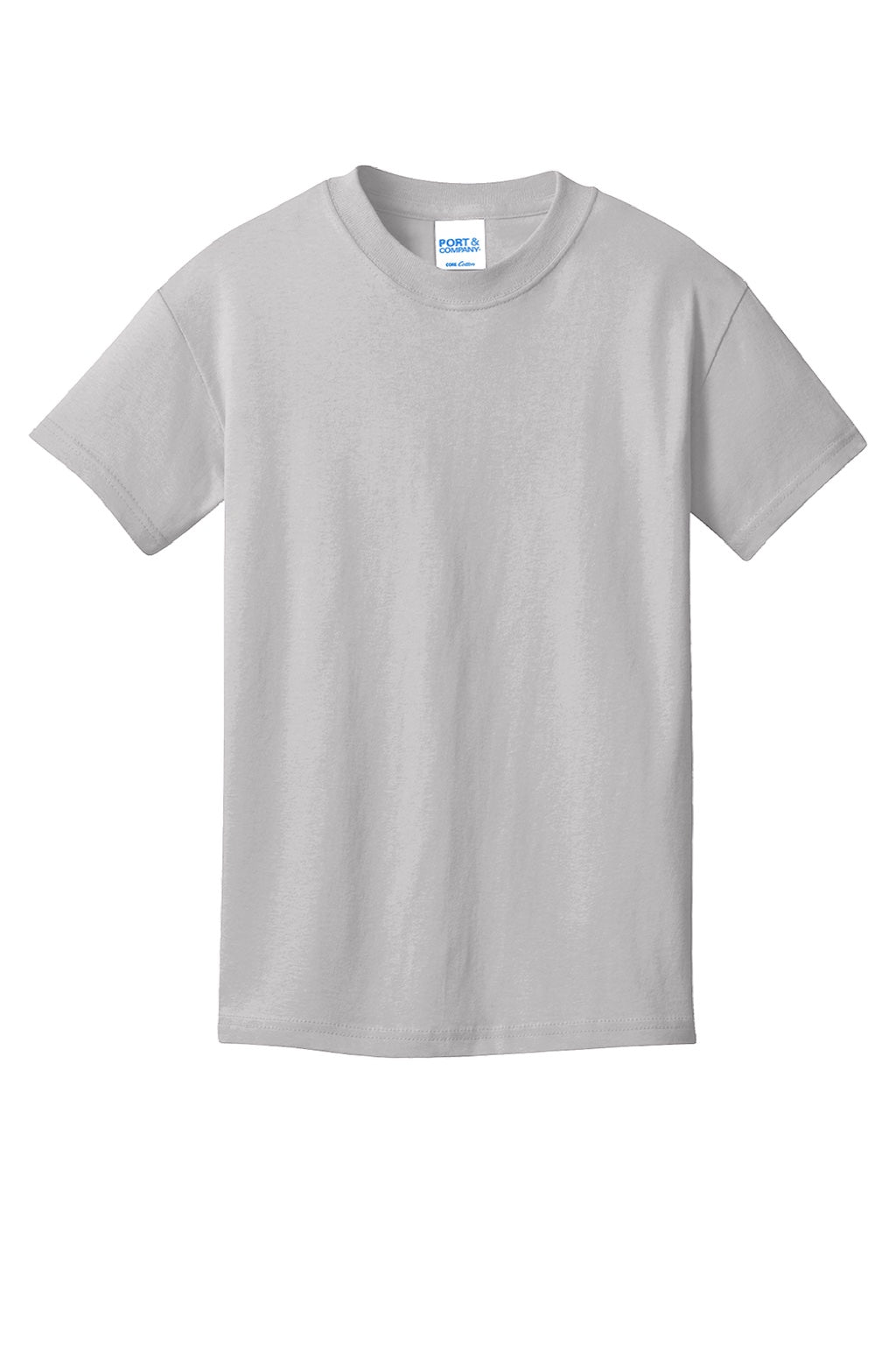 Port & Company PC54Y Youth Core Short Sleeve Crewneck T-Shirt Silver Grey Flat Front